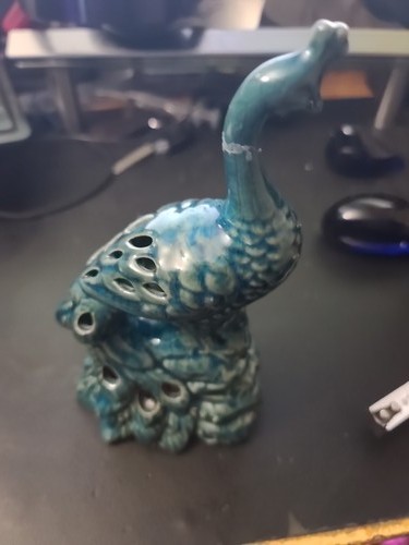 Teal peacock figurine - teal,