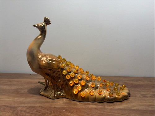 Vtg mcm ceramic peacock lamp - vtg,