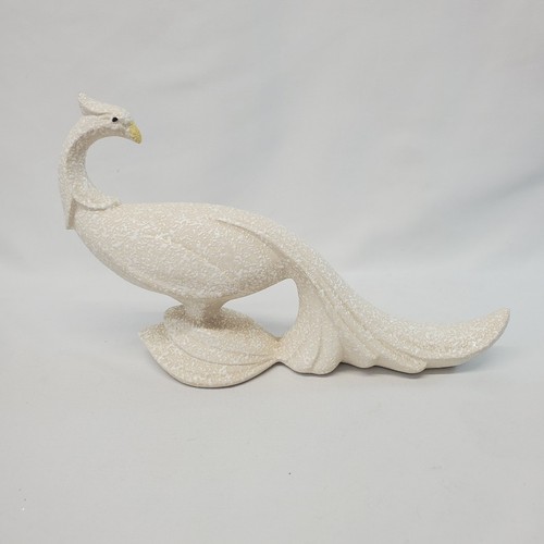 Speckled peacock bird figurine - speckled,