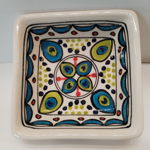 Peacock hand painted square - painted,